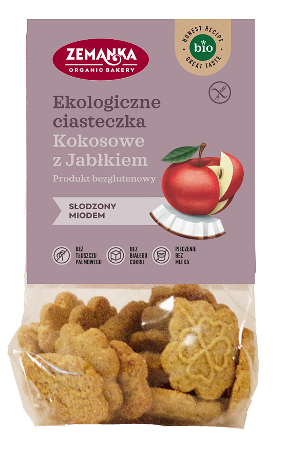 Ciastka Kokosowe Z Jabłkiem Bezglutenowe Bio 100 G - Zemanka