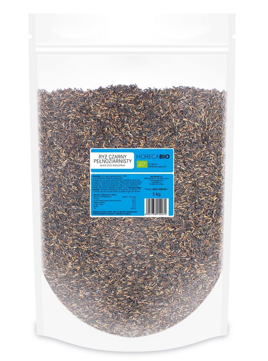 Ryż Czarny Pełnoziarnisty Bio 5 Kg - Horeca