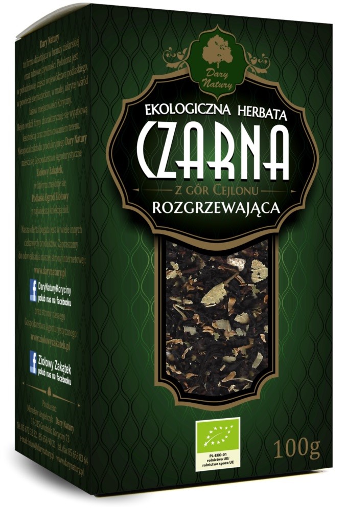 Herbata Czarna Rozgrzewająca Liściasta Bio 100 G - Dary Natury