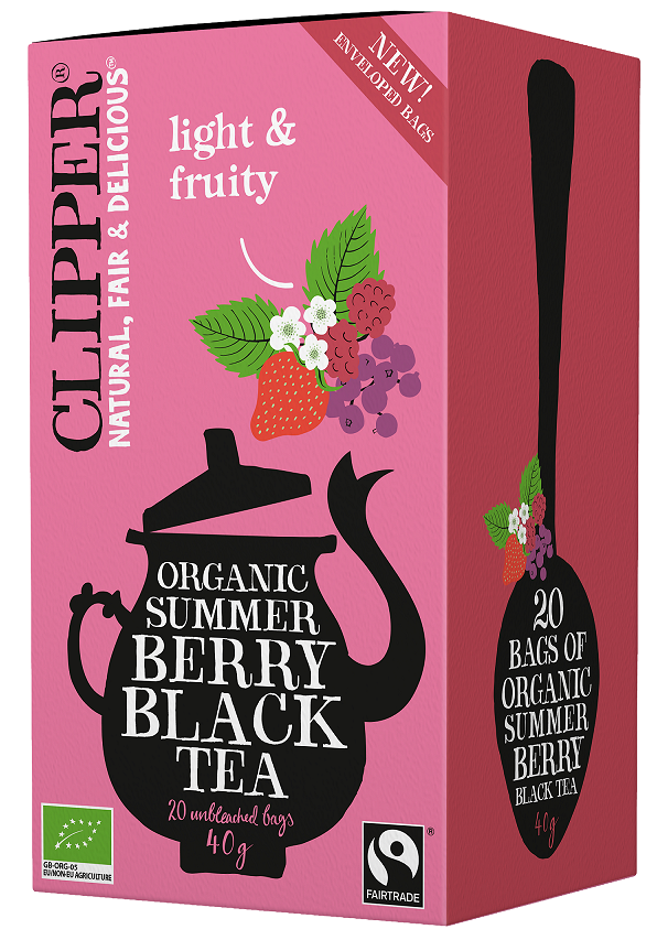 Herbata Czarna Z Czarną Porzeczką, Maliną I Truskawką Fair Trade Bio (20 X 2 G) 40 G - Clipper