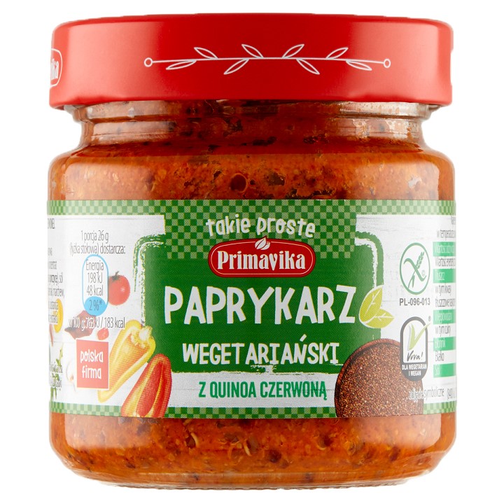 Paprykarz Wegetariański Z Quinoa Czerwoną Bezglutenowy 160 G - Primavika