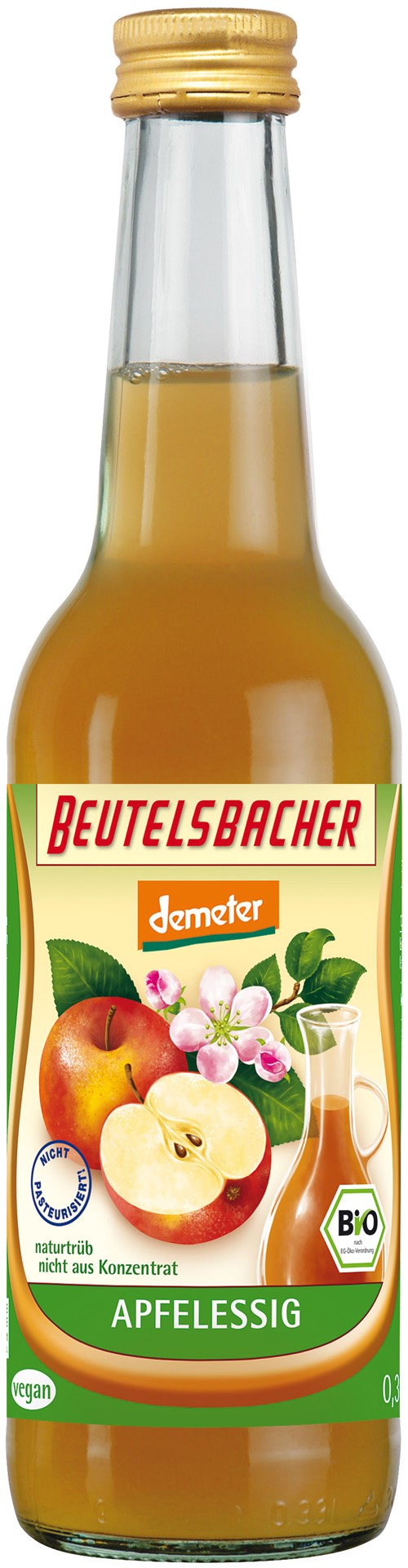 Ocet Jabłkowy 5 % Niefiltrowany Demeter Bio 330 Ml - Beutelsbacher