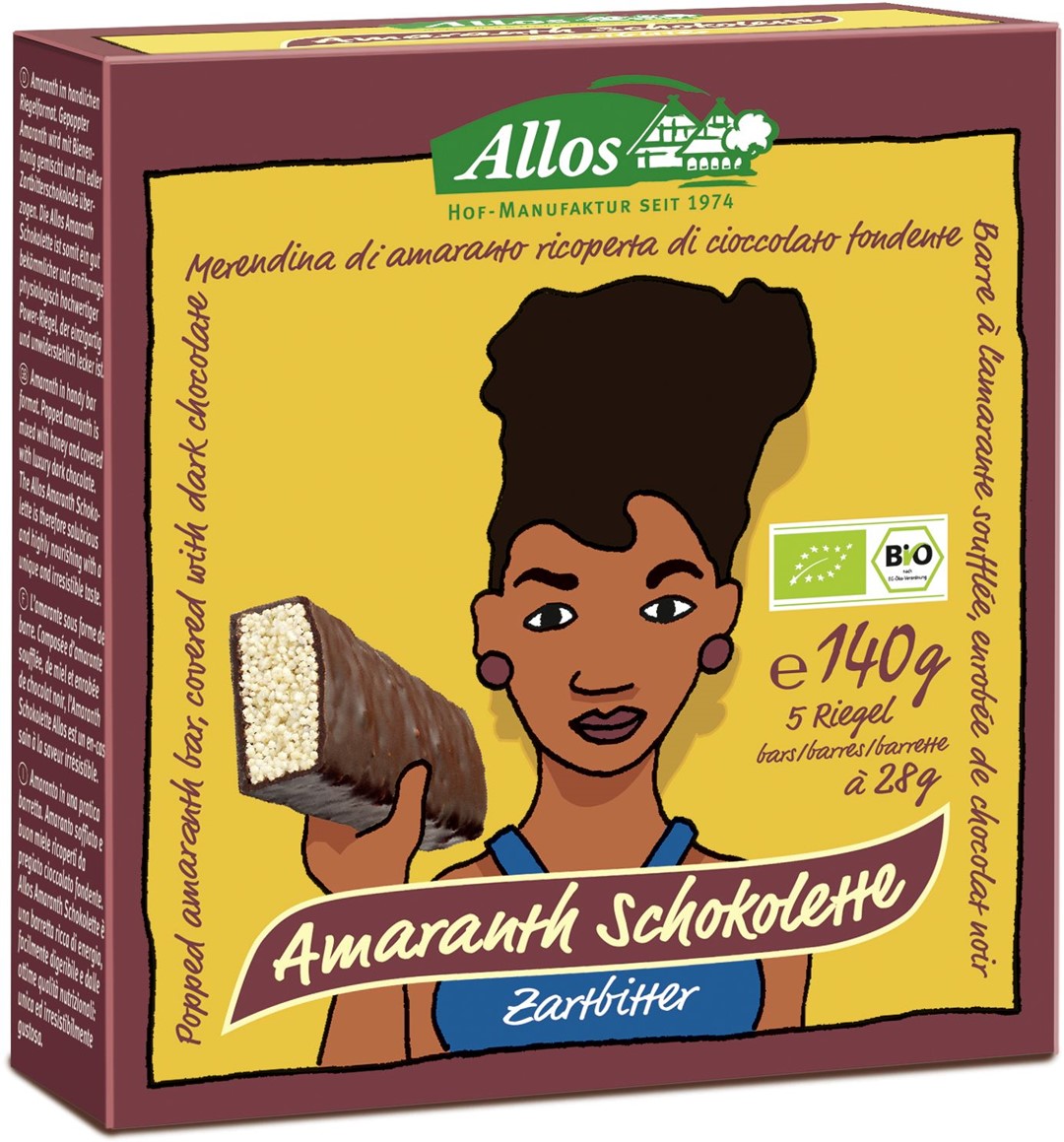 Baton Amarantusowy W Polewie Z Gorzkiej Czekolady Bio 140 G (5 Szt.) - Allos
