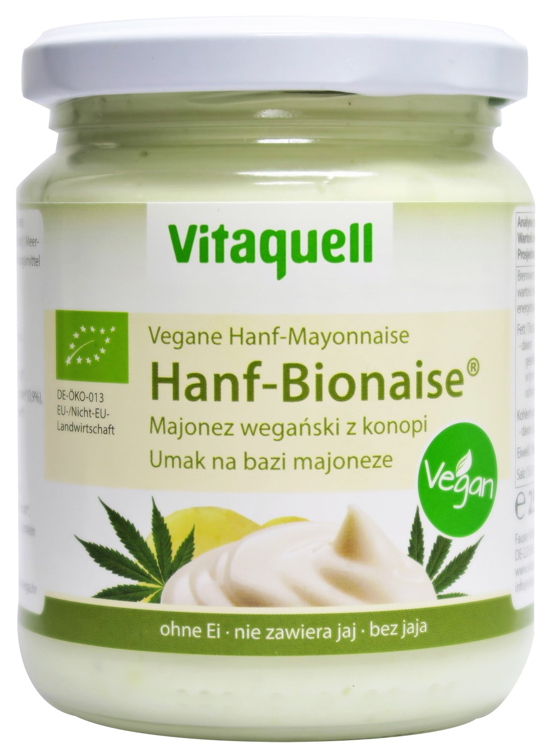 Majonez Wegański Konopny Bio 250 Ml - Vitaquell