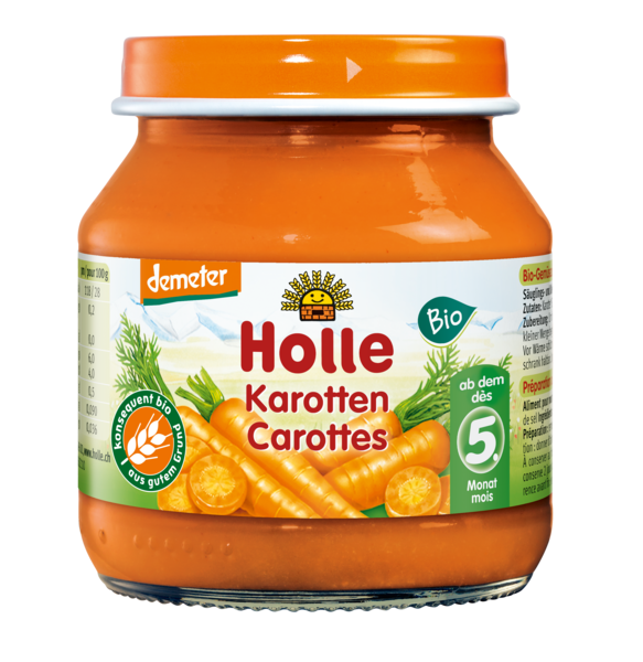 Puree Z Marchwi Bez Dodatku Cukrów Bezglutenowe Od 5 Miesiąca Demeter Bio 125 G (Słoik) - Holle