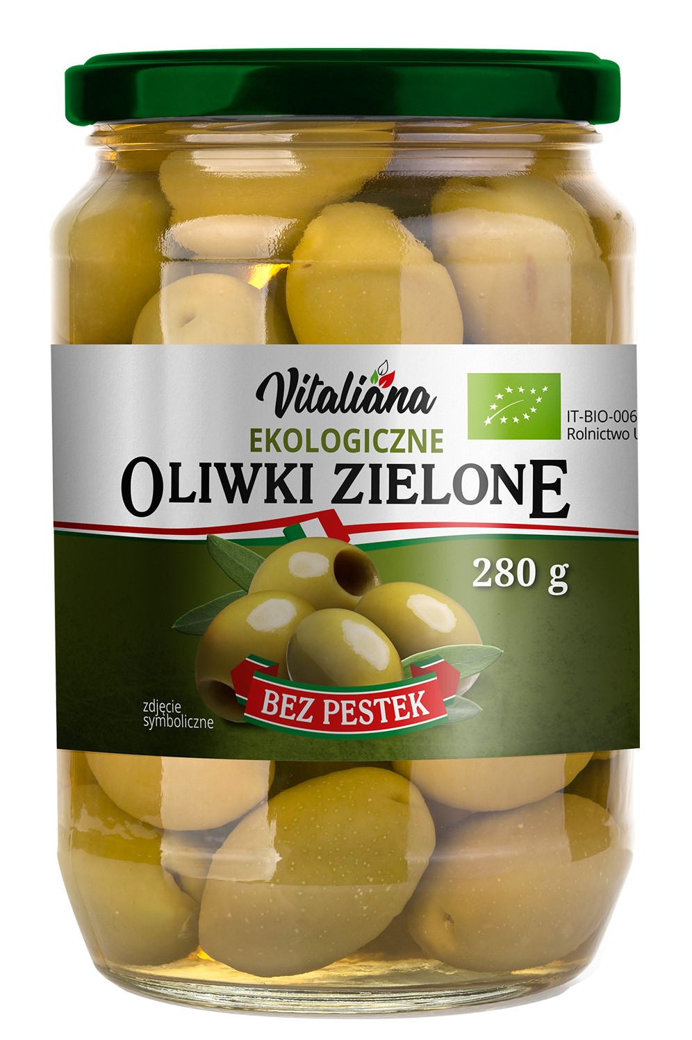 Oliwki Zielone Bez Pestek W Zalewie Bio 280 G - Vitaliana