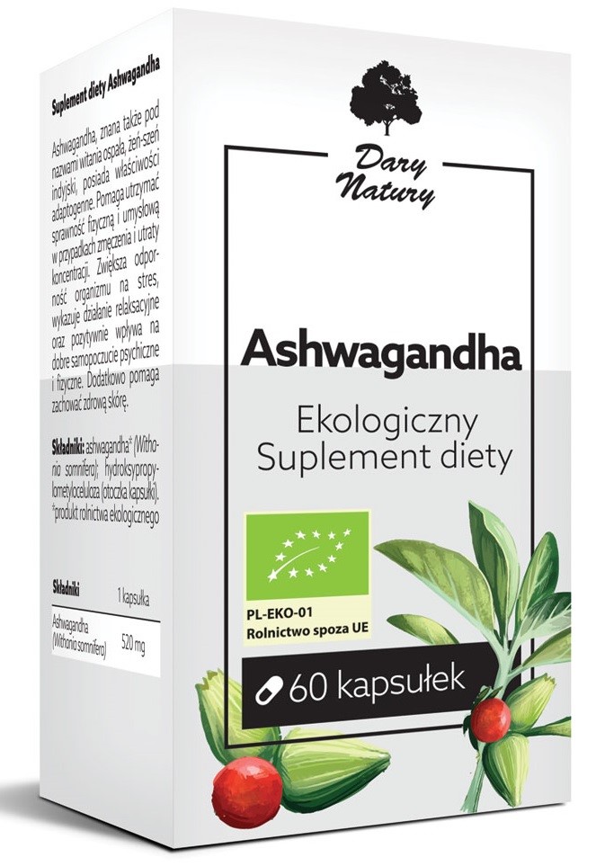 Ashwagandha Bio 60 Kapsułek (520 Mg) - Dary Natury