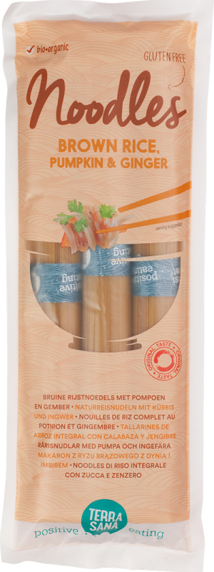Makaron (Ryżowy Razowy Typu Noodle Z Dynią I Imbirem) Bezglutenowy Bio 250 G - Terrasana