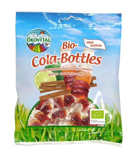 Żelki Cola Bez Kofeiny Bez Laktozy Bezglutenowe Bio 80 G - Okovital