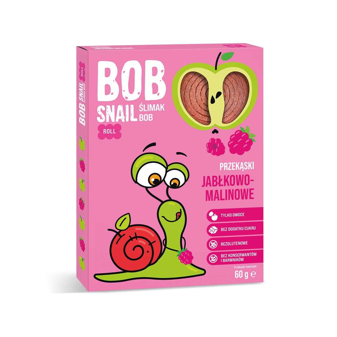 Przekąska Jabłkowo - Malinowa Bez Dodatku Cukru Bezglutenowa 60 G - Bob Snail