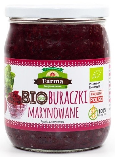 Buraczki Marynowane Bezglutenowe Bio 420 G - Farma Świętokrzyska