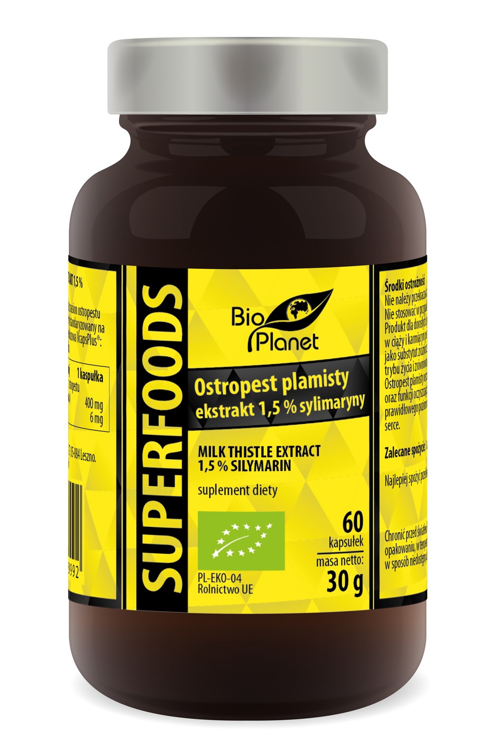 Ostropest Plamisty Ekstrakt Bio 60 Kapsułek (406 Mg) - Bio Planet