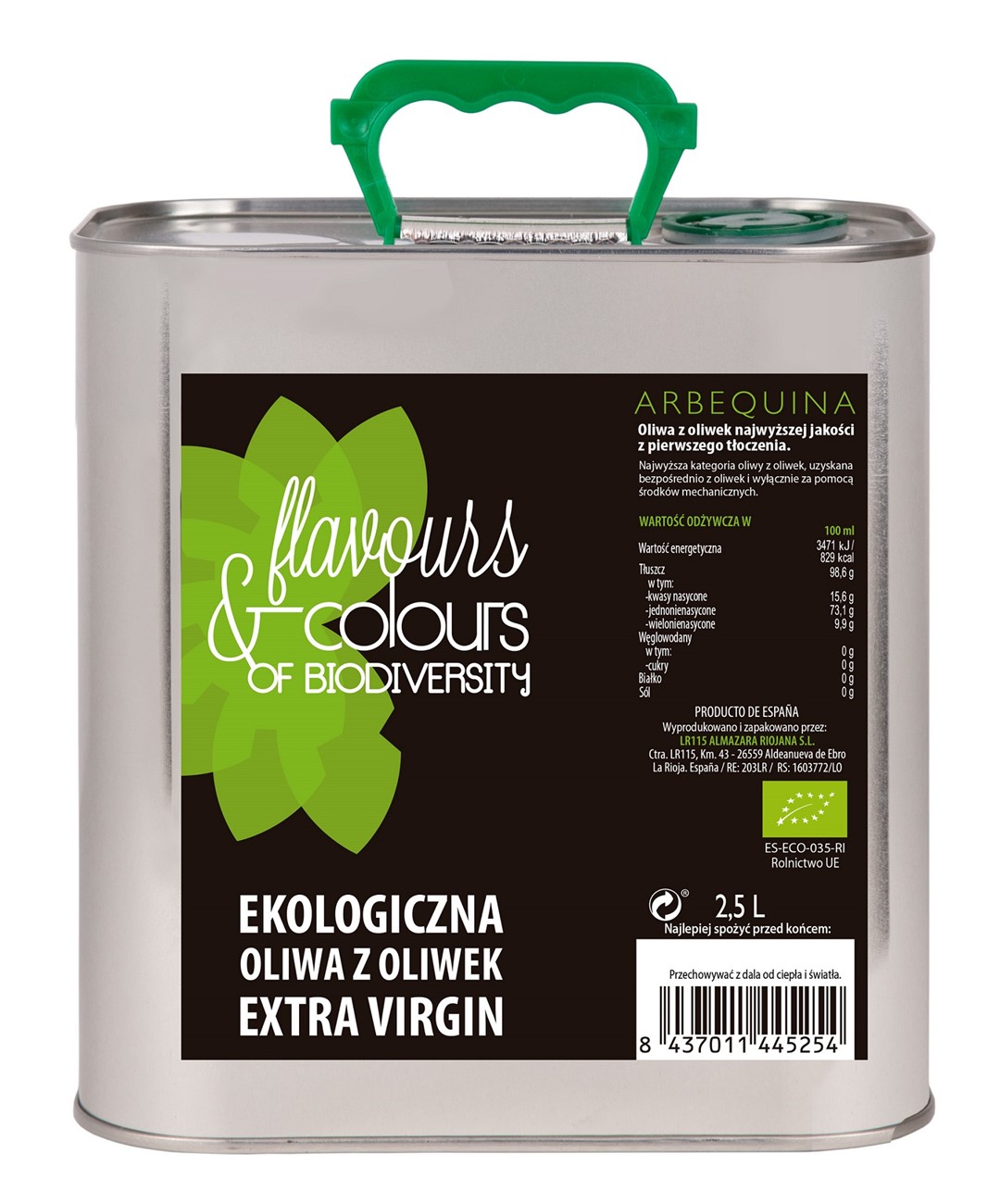 Oliwa Z Oliwek Extra Virgin Bio 2,5 L - Flavours & Colours