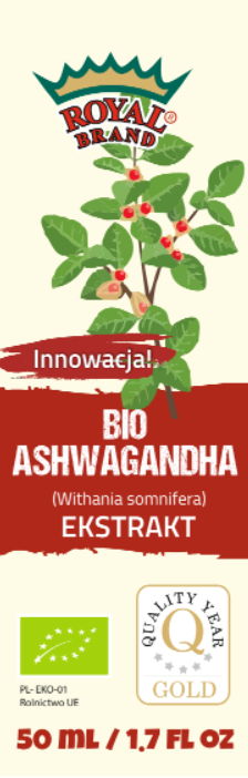 Ekstrakt Z Ashwagandhy W Kroplach Bio 50 Ml - Royal Brand