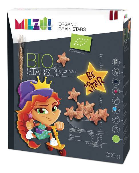 Gwiazdki Żytnio - Owsiane O Smaku Czarnej Porzeczki Bio 200 G - Milzu