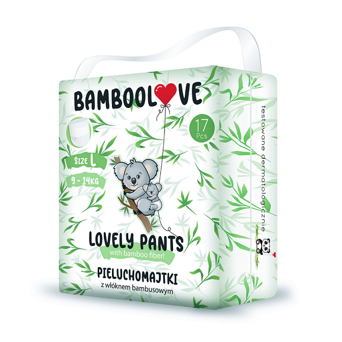 Pieluchomajtki Z Włóknem Bambusowym Rozmiar L 9 - 14 Kg (17 Szt.) - Bamboolove