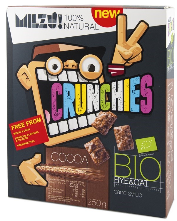 Crunchies Żytnio - Owsiane Kakaowe Bio 250 G - Milzu