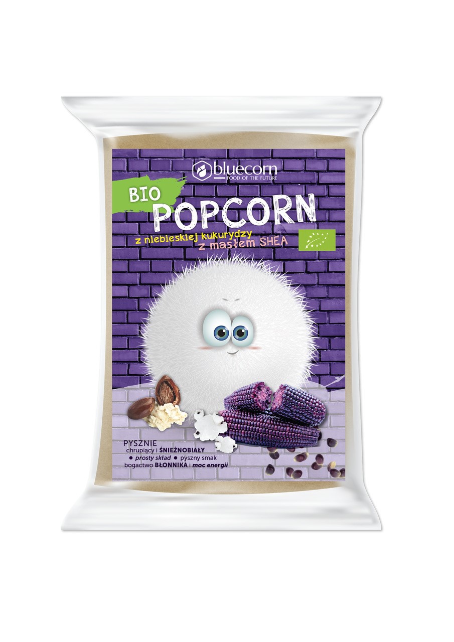 Popcorn Z Niebieskiej Kukurydzy Z Masłem Shea I Solą Do Przygotowania W Mikrofalówce Bezglutenowy Bio 100 G - Bluecorn