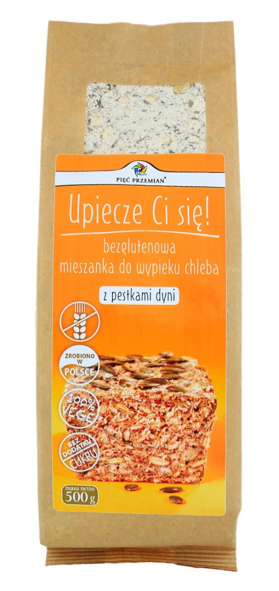 Mieszanka Do Wypieku Chleba Z Pestkami Dyni Bez Dodatku Cukrów Bezglutenowa 500 G - Pięć Przemian