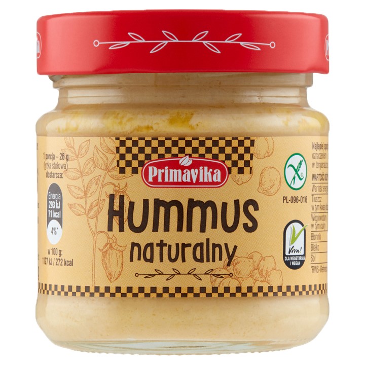 Hummus Naturalny Bezglutenowy 160 G - Primavika