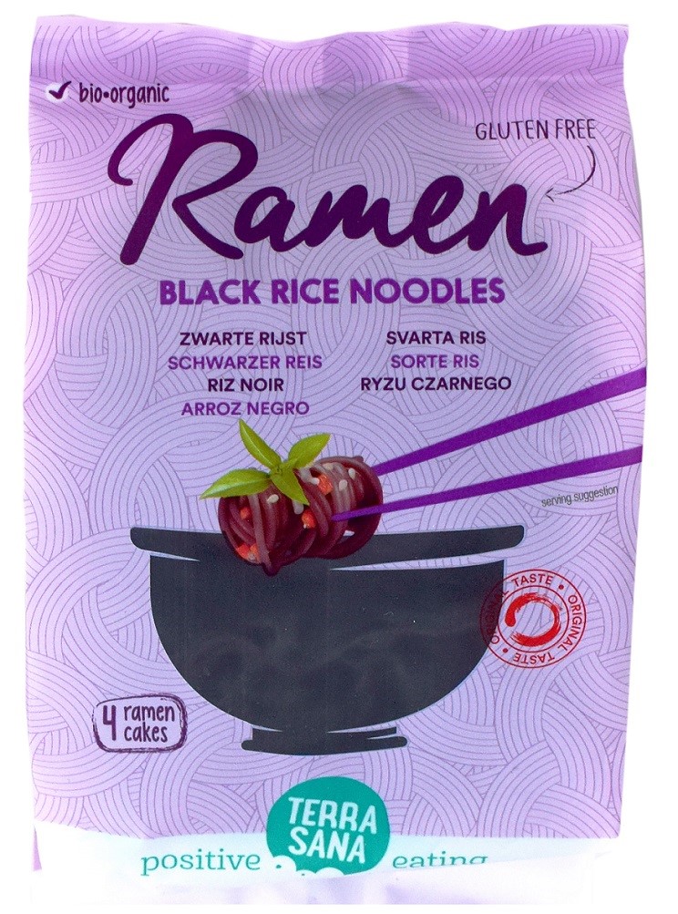Makaron Ramen Z Ryżu Czarnego Bezglutenowy Bio 280 G - Terrasana
