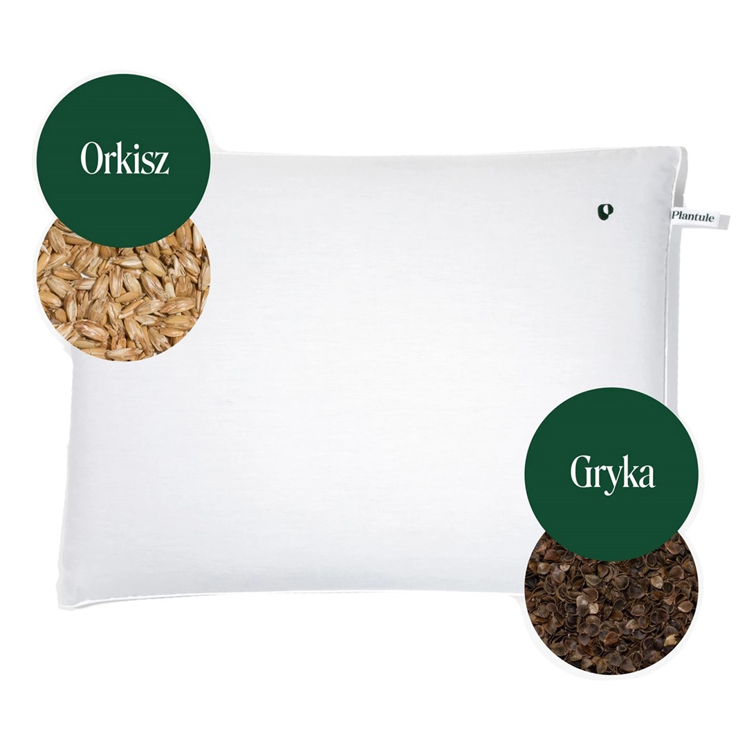 Poduszka Do Spania Z Łuską Gryki I Orkiszu Dla Dorosłych Biała (45 X 60 Cm) - Plantule Pillows