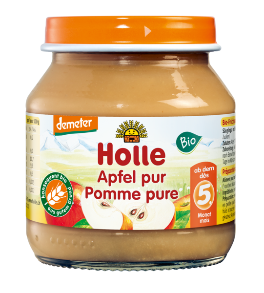 Puree Z Jabłka Bez Dodatku Cukrów Bezglutenowe Od 5 Miesiąca Demeter Bio 125 G (Słoik) - Holle