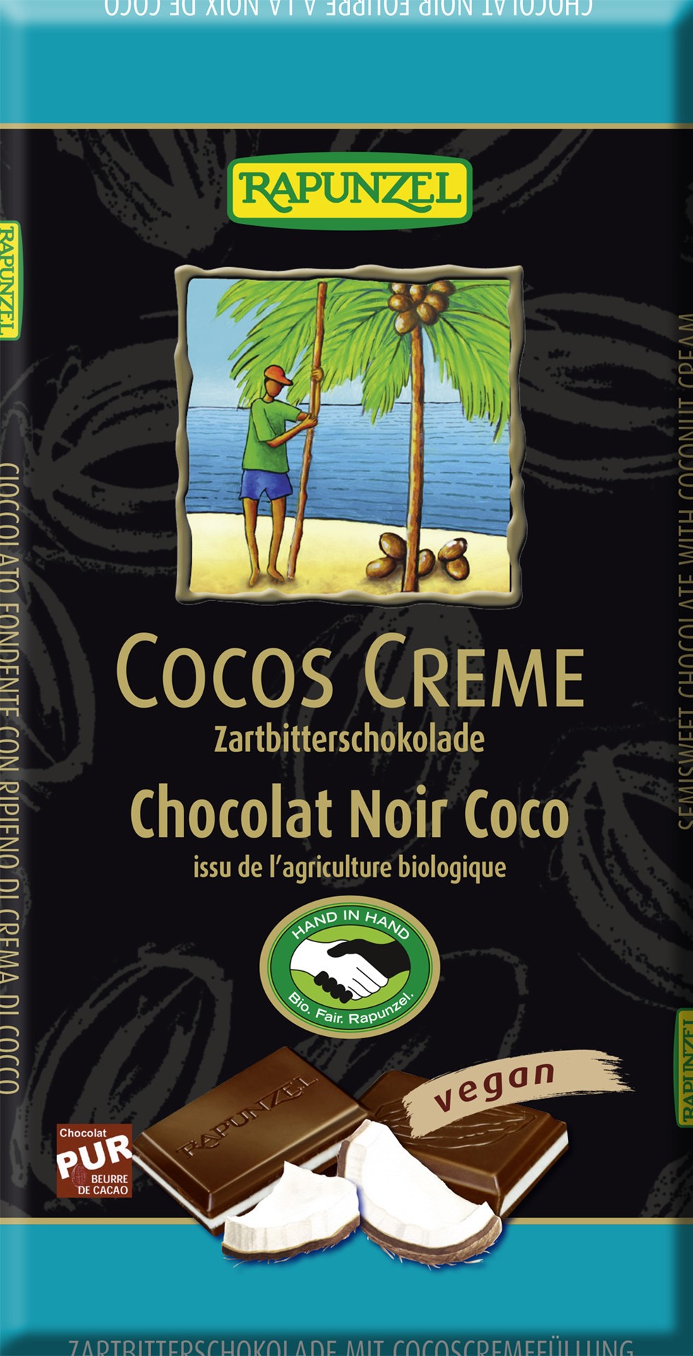 Czekolada Gorzka Z Nadzieniem Kokosowym Fair Trade Bio 100 G - Rapunzel