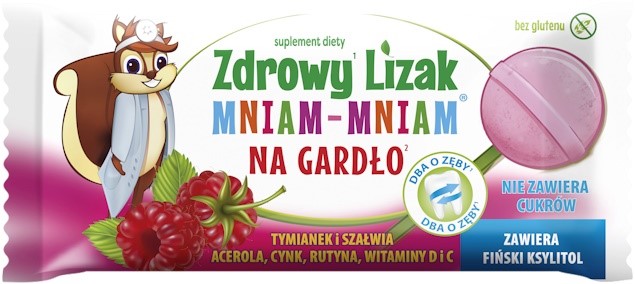 Lizak O Smaku Malinowym Na Gardło Bezglutenowy 6 G - Mniam Mniam Starpharma