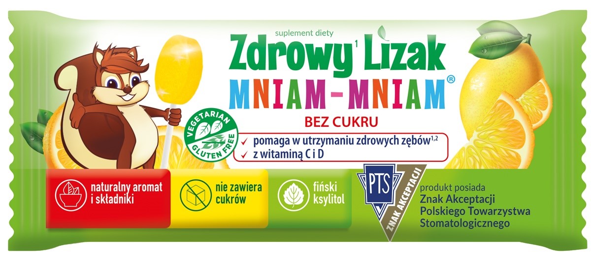 Lizak O Smaku Cytrynowym Z Witaminą D I C Bezglutenowy 6 G - Mniam Mniam Starpharma