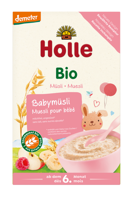 Kaszka Zbożowa Musli Malina - Jabłko - Banan Bez Dodatku Cukrów Od 6 Miesiąca Demeter Bio 250 G - Holle