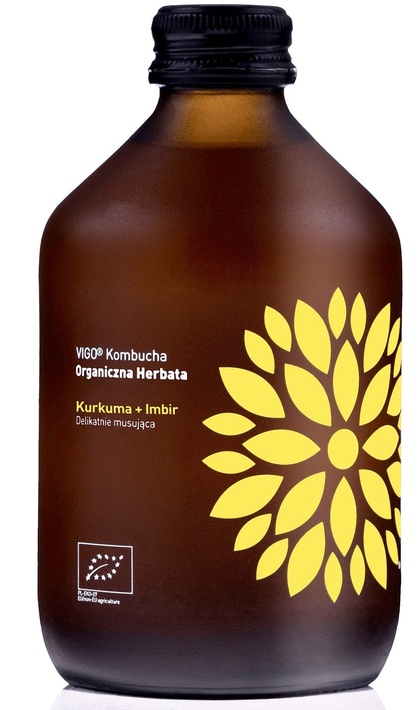 Kombucha Z Kurkumą I Imbirem Bezglutenowa Bio 330 Ml - Vigo