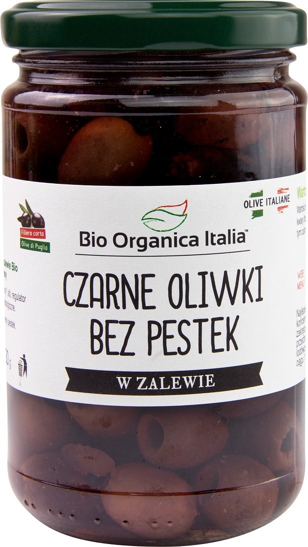 Oliwki Czarne Bez Pestek W Zalewie Bio 280 G (160 G) (Słoik) - Bio Organica Italia
