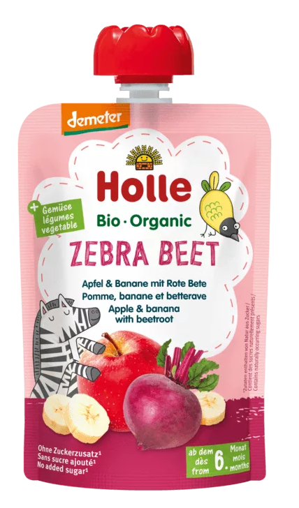 Mus W Tubce Buraczana Zebra (Jabłko - Banan - Burak) Bez Dodatku Cukrów Od 6 Miesiąca Demeter Bio 100 G - Holle