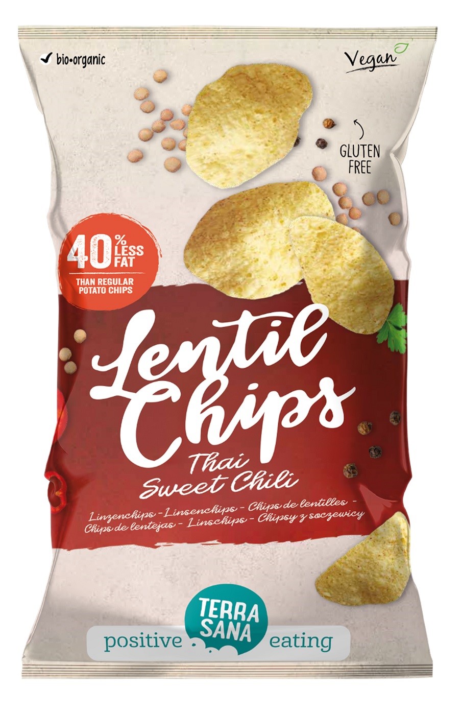 Chipsy Z Soczewicy O Smaku Tajskiego Słodkiego Chili Bezglutenowe Bio 75 G - Terrasana
