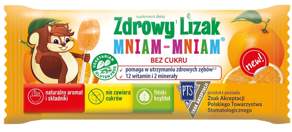 Lizak O Smaku Pomarańczowym Z Witaminami I Minerałami Bezglutenowy 6 G - Mniam Mniam Starpharma