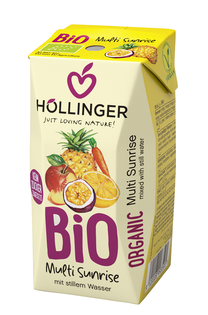 Nektar Wieloowocowy + Marchew Bez Dodatku Cukrów (Multi Sunrise) Bio 200 Ml - Hollinger