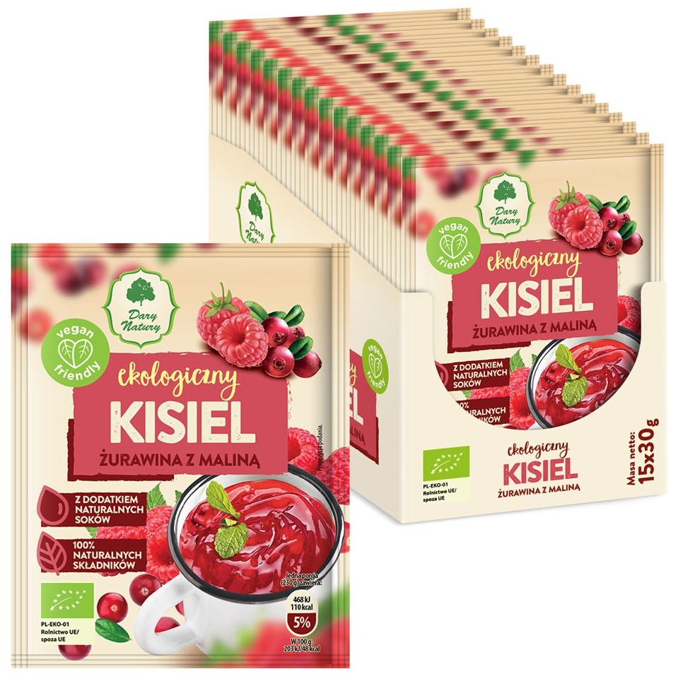 Kisiel Żurawina Z Maliną Bezglutenowy Bio 30 G - Dary Natury